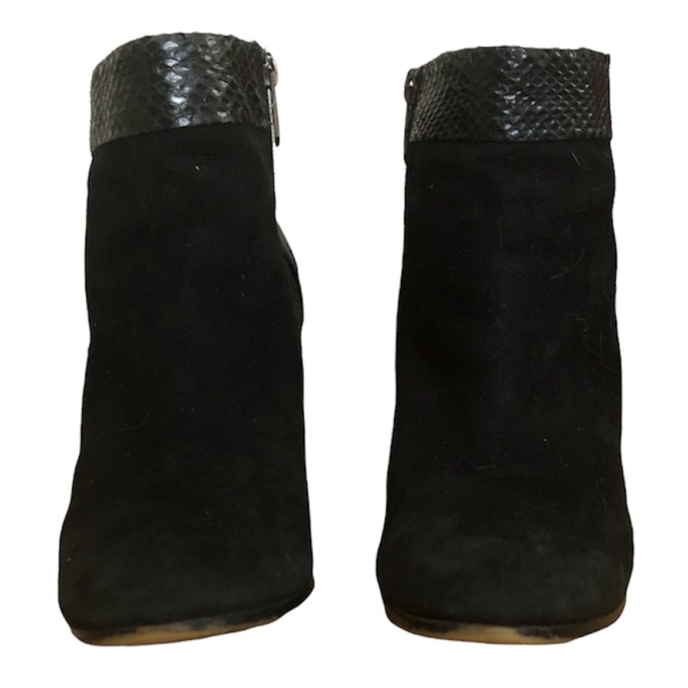 Sam Edelman Black Block Heel Leather and Suede Ankle Booties - Picture 4 of 7